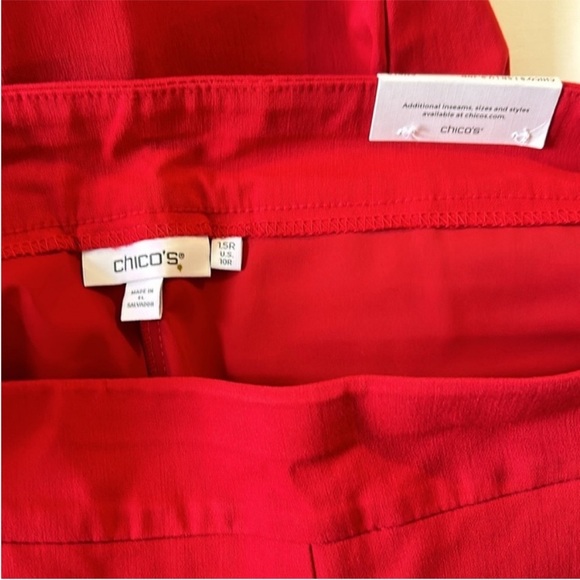 Chico’s 1.5R (10) Pants Brigitte Beaded Detail Ankle Pants Red black bling NWT - Picture 15 of 16